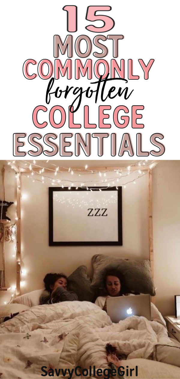 15 Most commonly forgotten college items! Some of these are weird college essentials IO can't live without! If you're creating your college checklist for move-in day, don't forget these items! These are the dorm room essentials I would recommend for any college students living in a dorm room. #collegedormroom #dormroomessentials #dormroomorganization #college #dormroomhacks