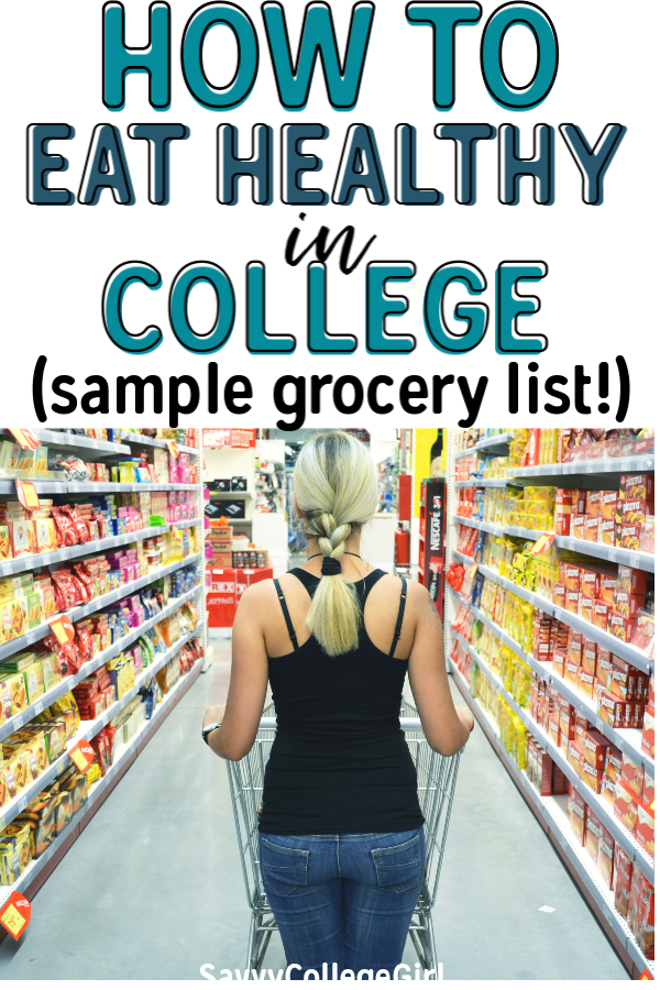 Eating healthy in college doesn’t have to be hard! In fact, it is pretty easy to avoid the freshman 15 if you follow this easy college grocery list and meal ideas. Easy meal ideas to stay fit and on track from freshman year until senior #college #eatinghealthy