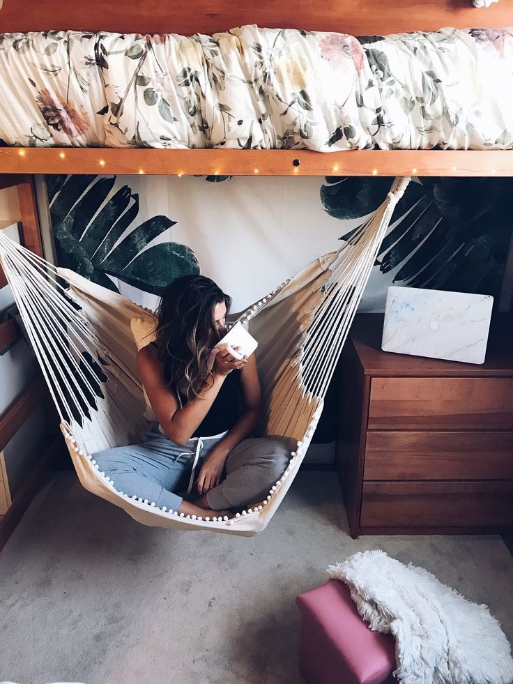 Hammock in dorm on sale room