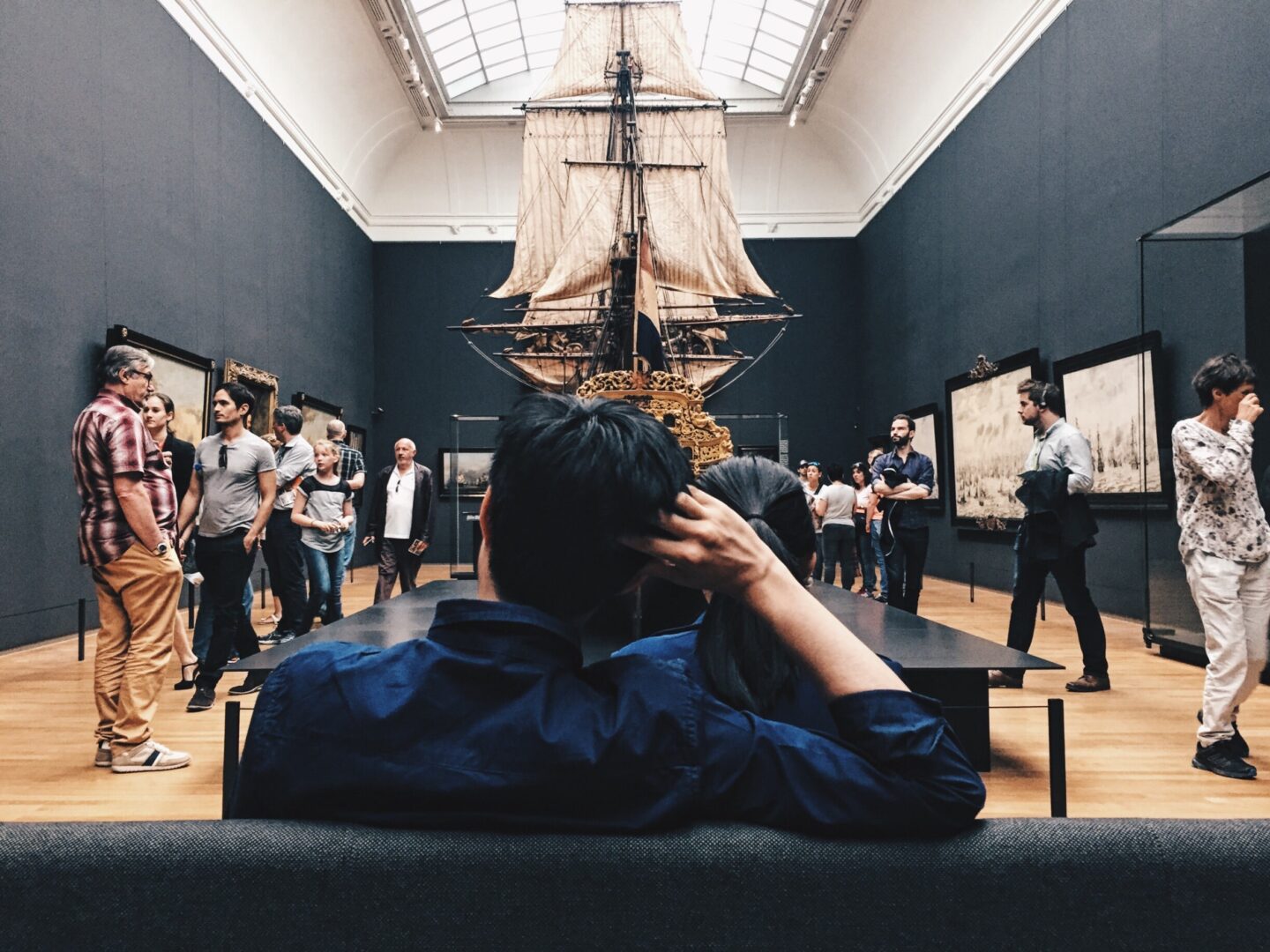 Young couple having a fun date. great date idea for teenss is to check out a local museum!