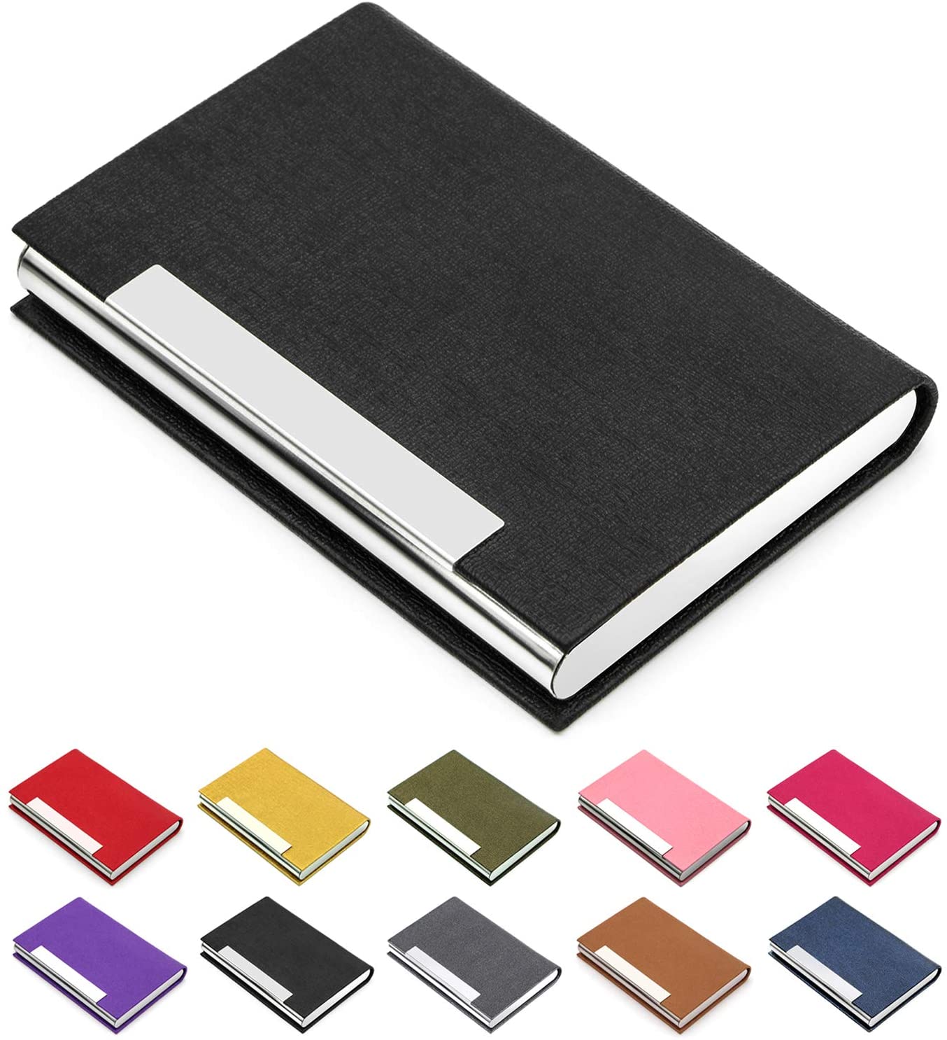 Business Card Case Luxury PU Leather & Stainless Steel Multi Card Case